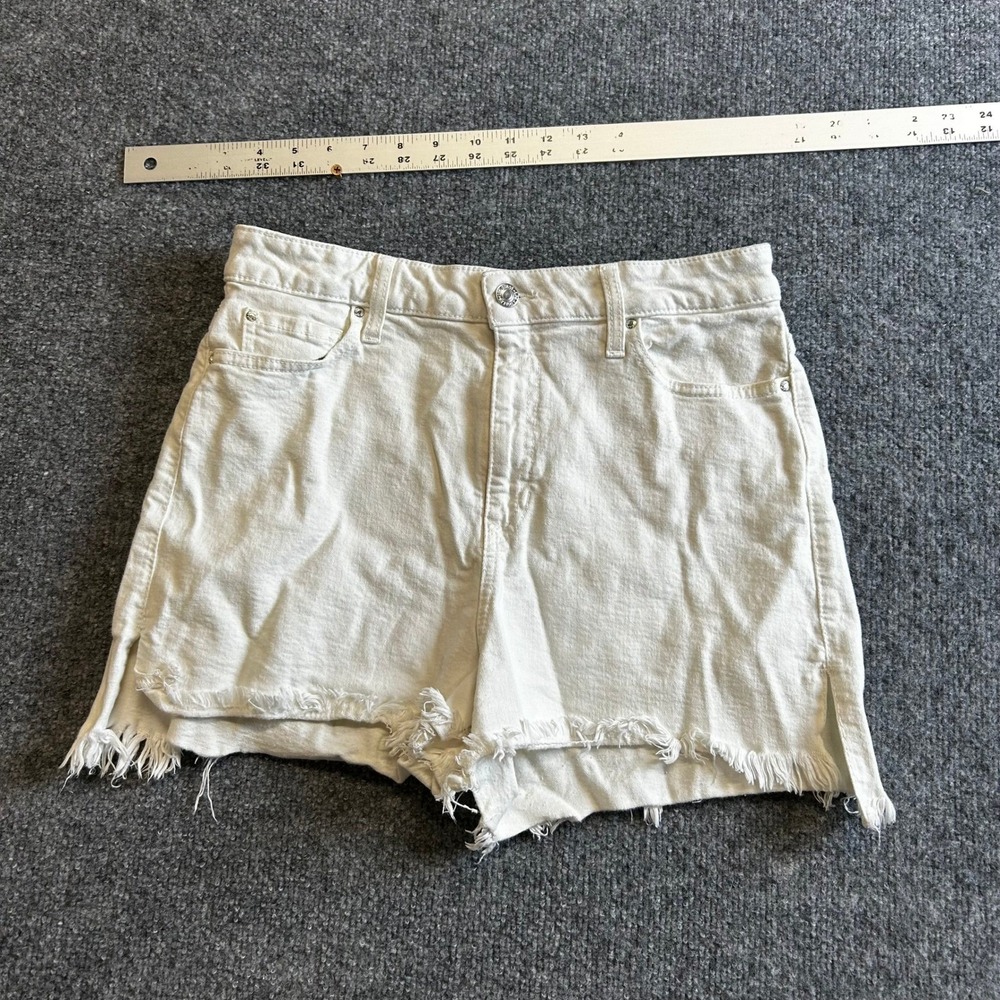 Guess Shorts Womens Size 30 White Denim High Waisted Raw Hem Frayed Casual Slit